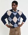 Argyle Rundhalspullover XL - Evening Blue