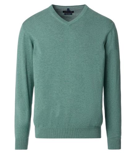 Pullover mit V-Ausschnitt uni 004430 - Grün / 3XL
