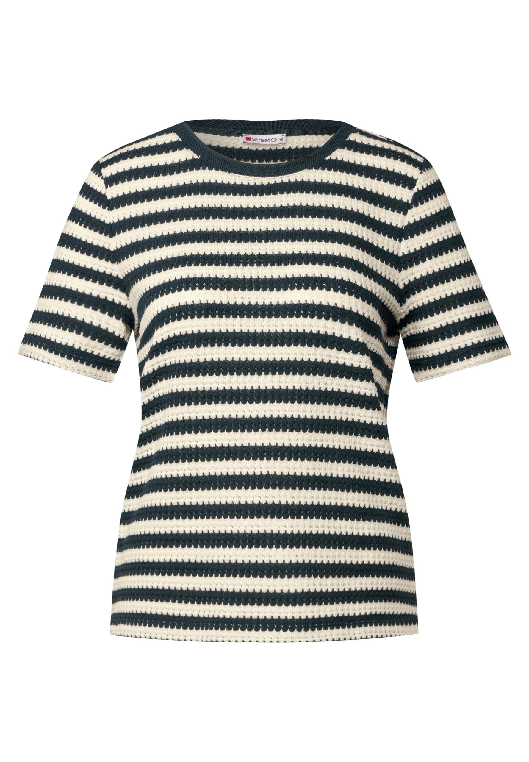 Strick-Look Streifenshirt Grün 38