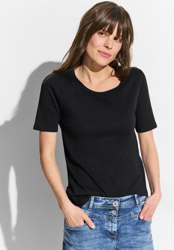 Basic T-Shirt mit Rundhals in Unifarbe XL - Black