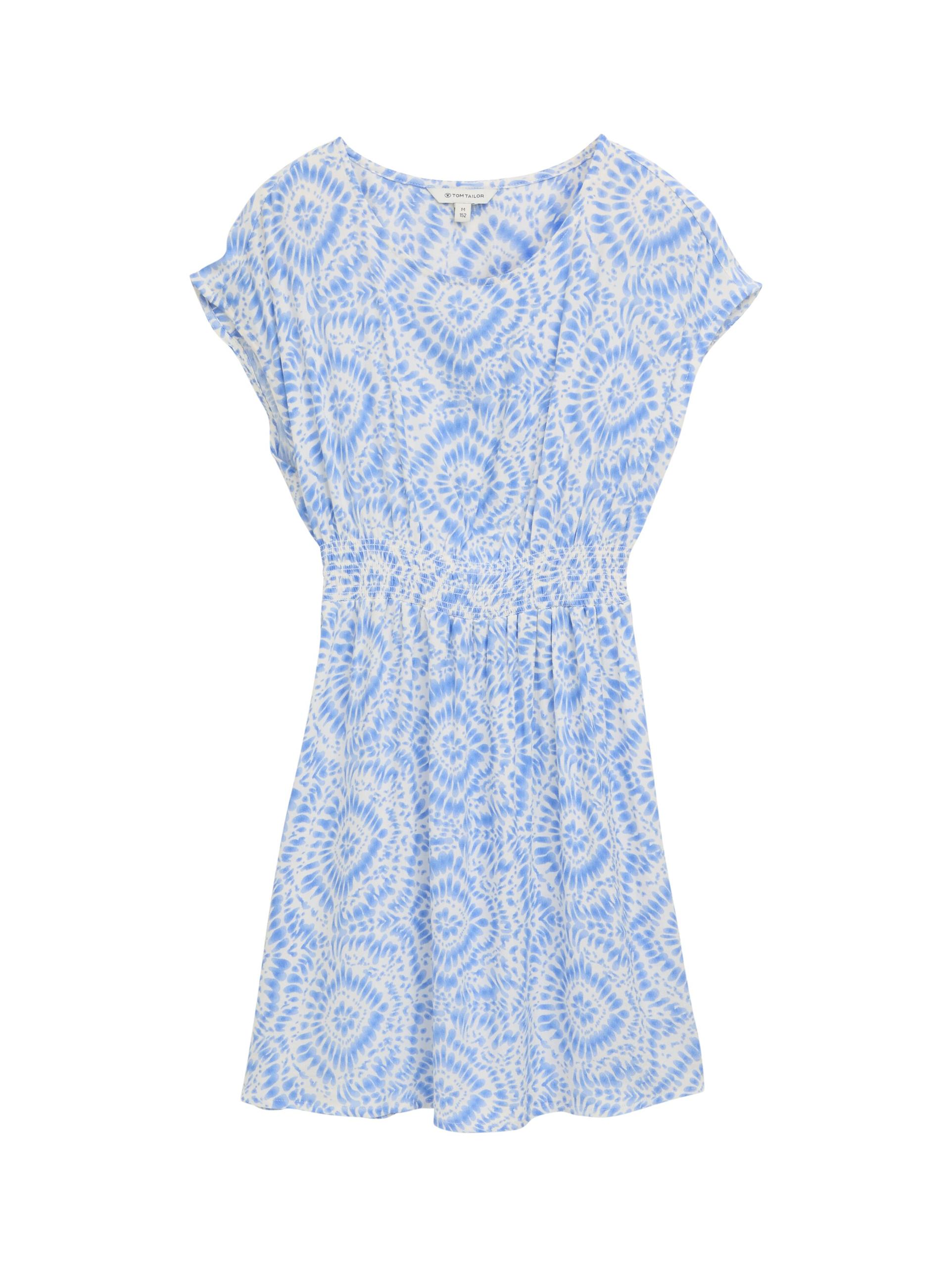 Kleid mit Batik-Muster 152 A-Linie - Fresh Blue Tie Dye Circle
