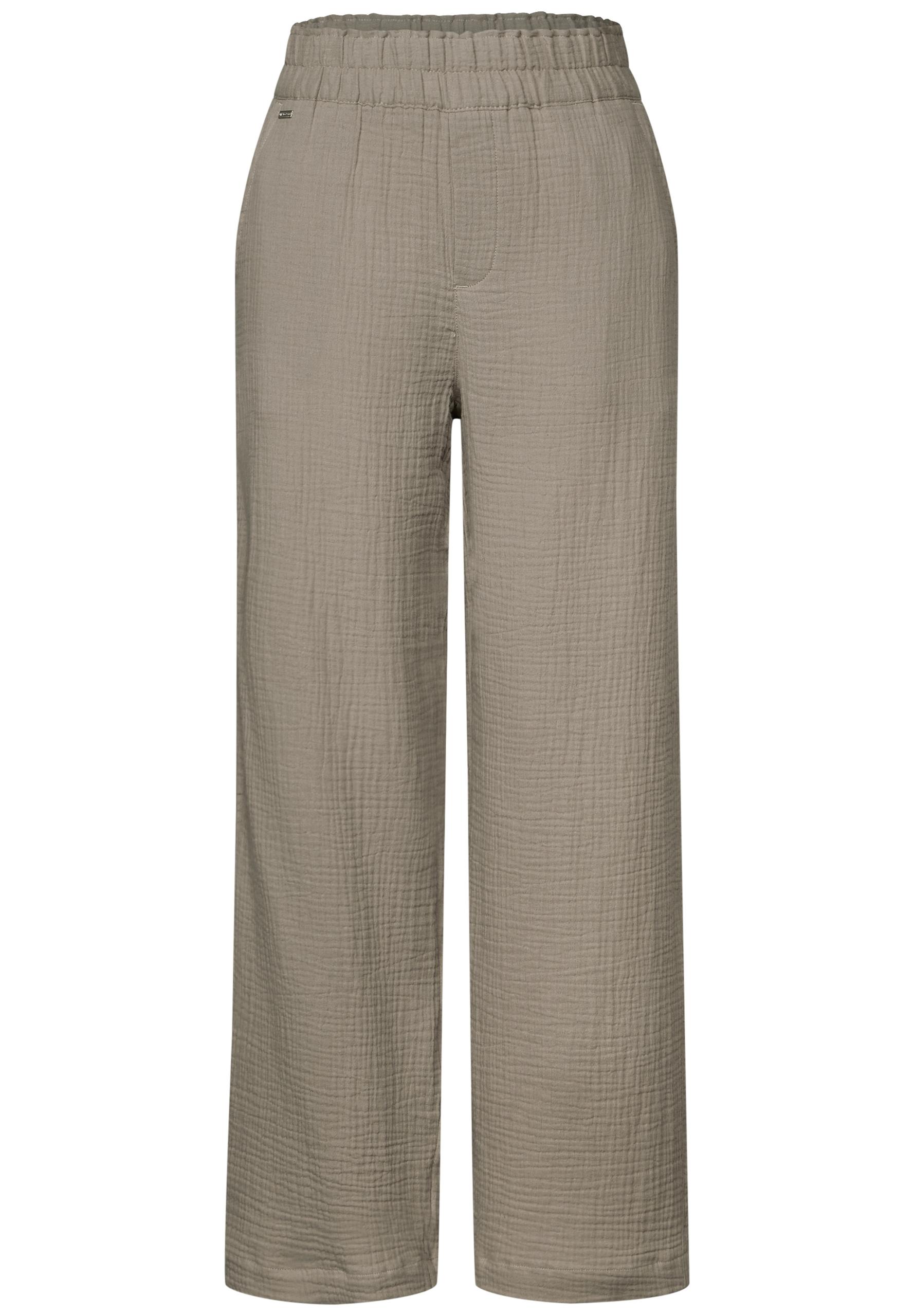 Wide Leg Musselin Hose 34/30 - Cool Ivory