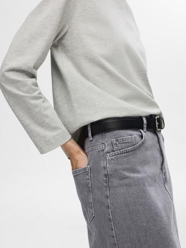 SLFKRISTA-GERDA HW L GREY MAX SKIRT NOOS 34 - Light Grey Denim