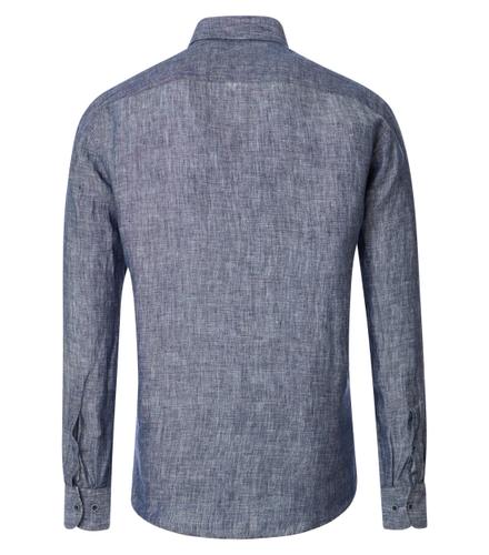 Leinenhemd M Casual Fit Short - Blau