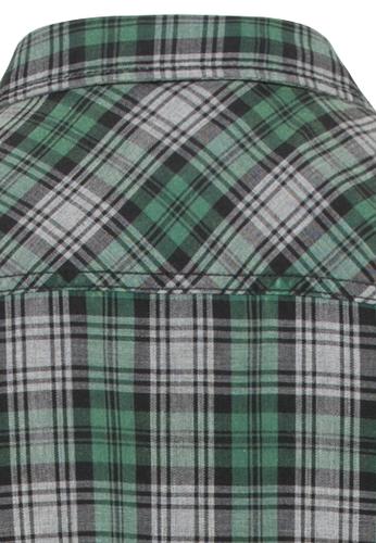 Kariertes Hemd aus reiner Baumwolle XXL Regular Fit - Pine Green