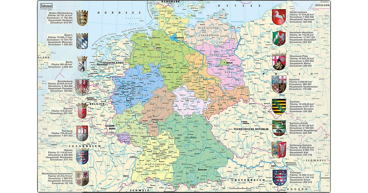 Schreibunterlage Deutschlandkarte 58,5 x 38,5 cm mehrfarbig