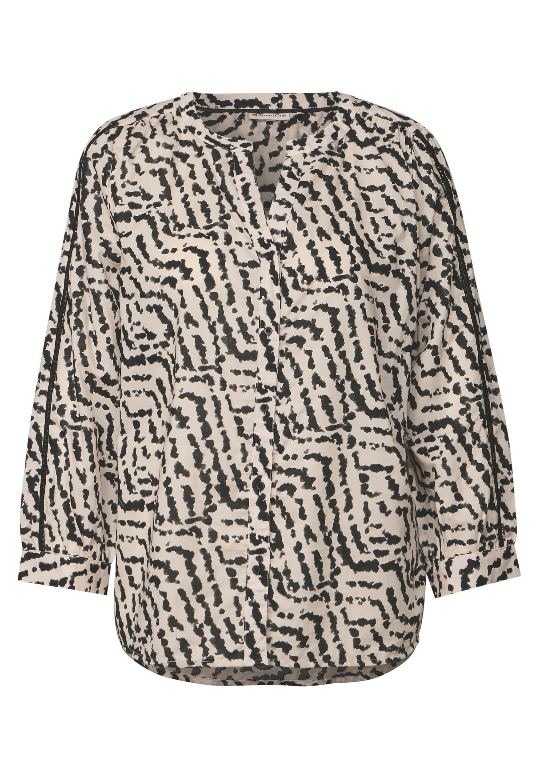 Print-Bluse mit Tapedetails 36 - Moonstone Sand