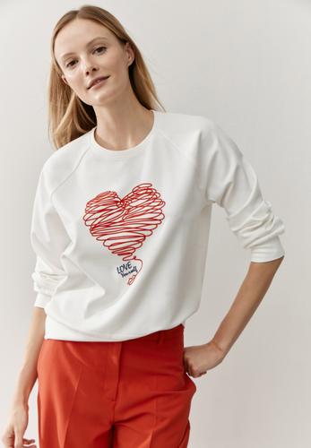 Sweatshirt mit Herz-Print 42 - Weiß