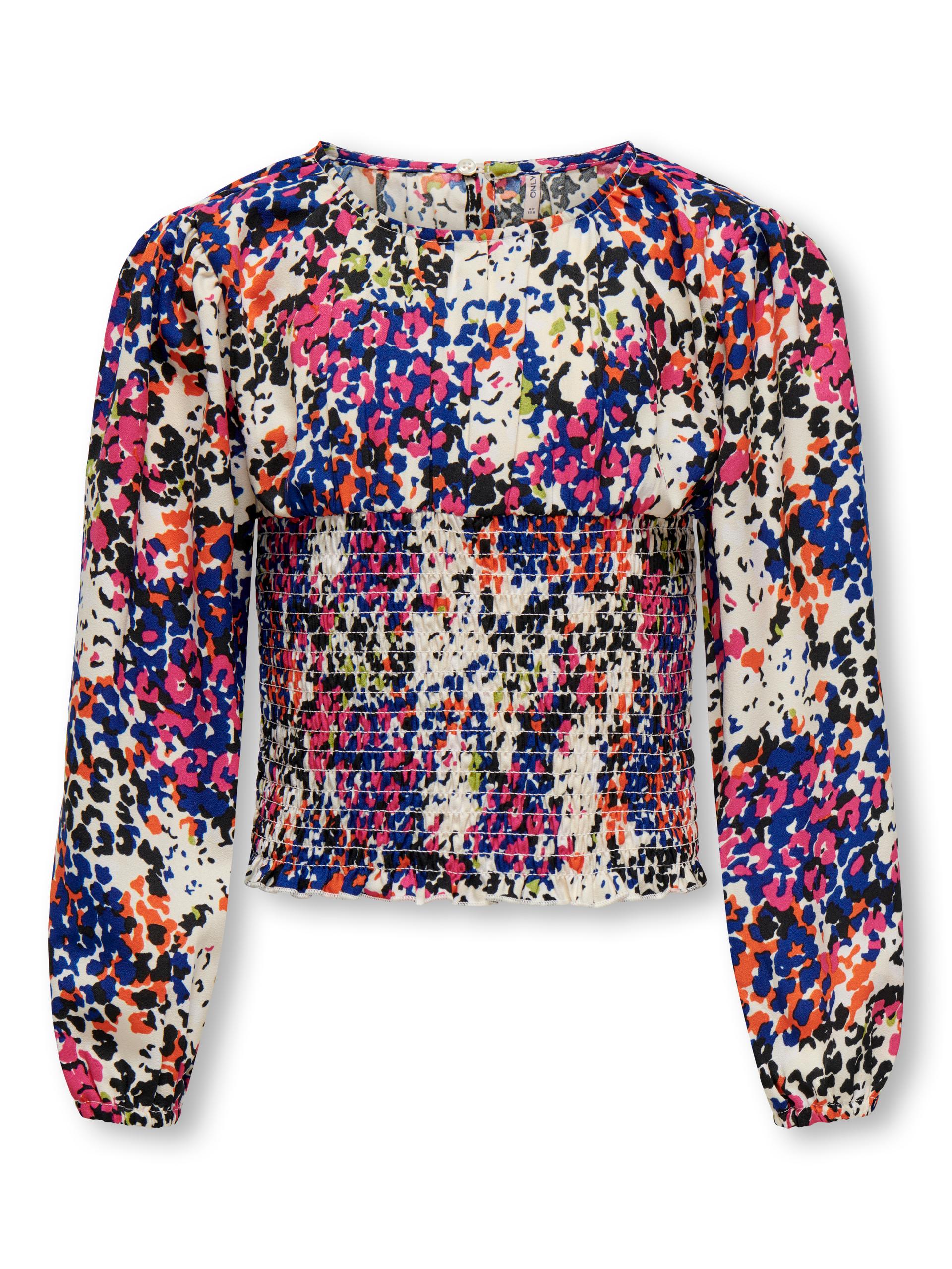 KOGLUVA L/S AOP V-NECK SMOCK TOP PTM 152 Enger Schnitt - Cloud Dancer