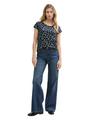 T-Shirt mit Rundhalsausschnitt XL Regular Fit - Navy Green Dots