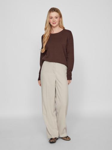 VIRIL O-NECK L/S KNIT TOP - NOOS XL Normal geschnitten - Coffee Bean