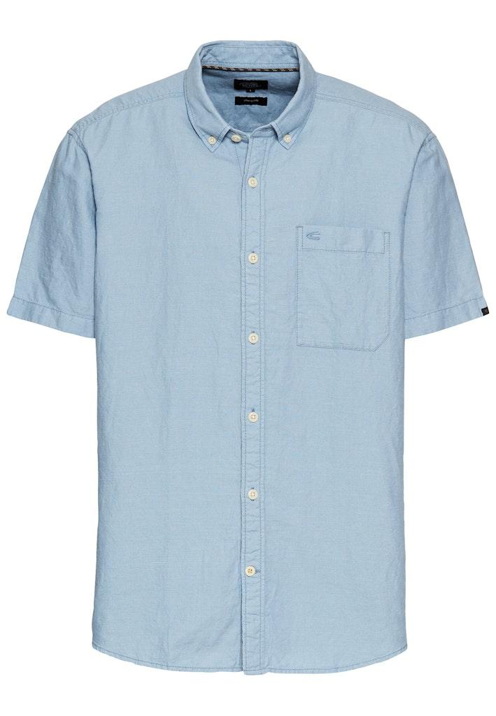 Kurzarmhemd aus einem Baumwoll-Leinenmix Blau XL