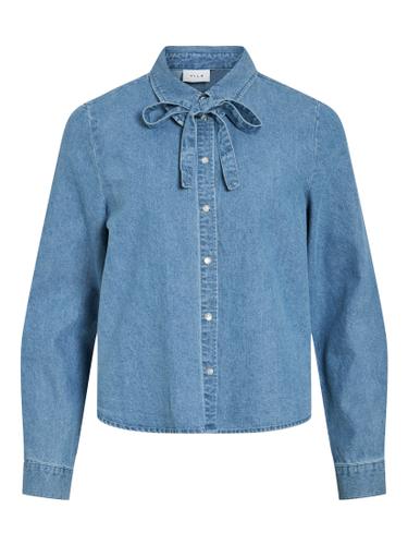 VICONGA L/S BOW DENIM SHIRT 36 Normal geschnitten - Light Blue Denim