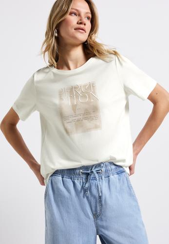 T-Shirt mit Frontprint Weiß 40