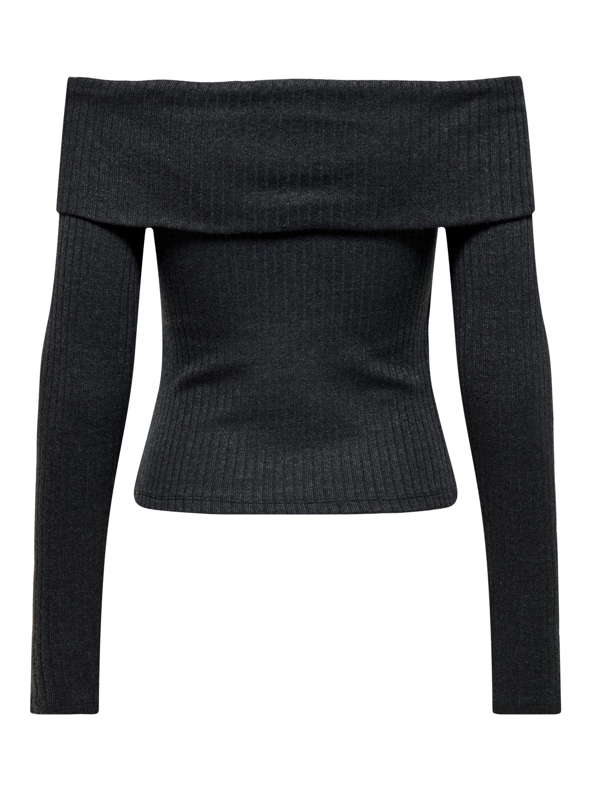 ONLPIPER L/S OFF SHOULDER TOP JRS XL Normal geschnitten - Dark Grey Melange