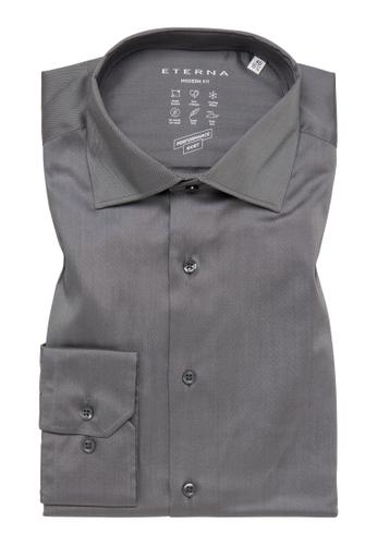 Performance Shirt Twill-Stretch Langarm 44/Langarm - 65cm MODERN FIT - Silber