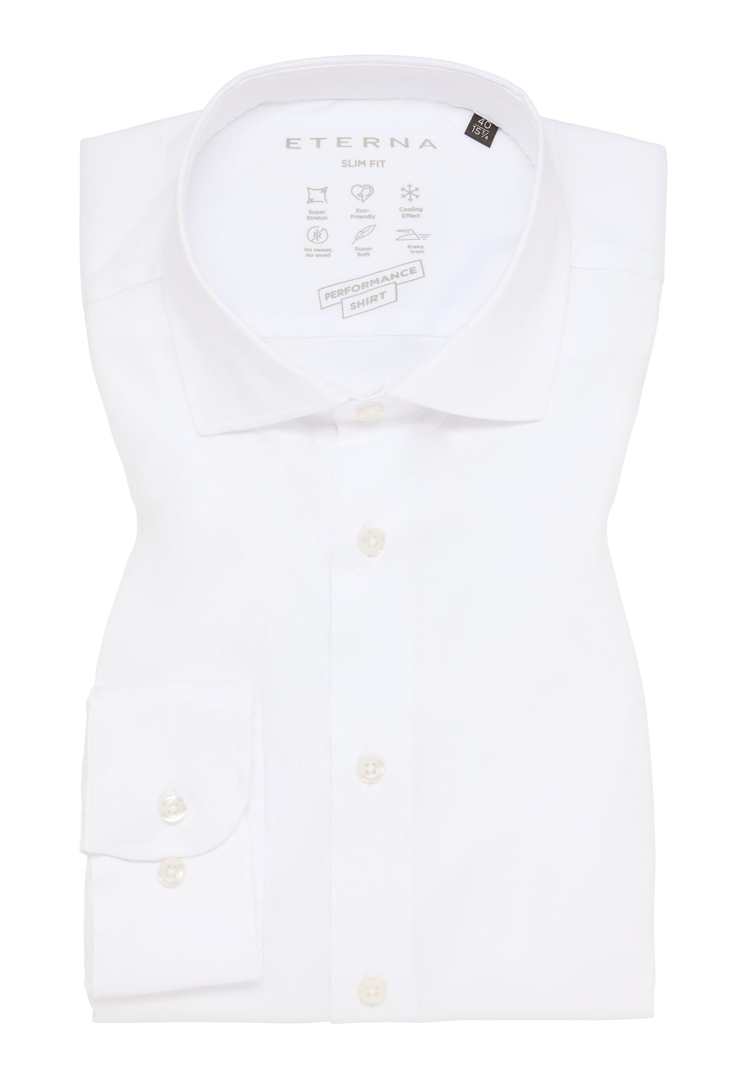 Performance Shirt Twill-Stretch Langarm 40/Langarm - 67cm SLIM FIT - Weiß