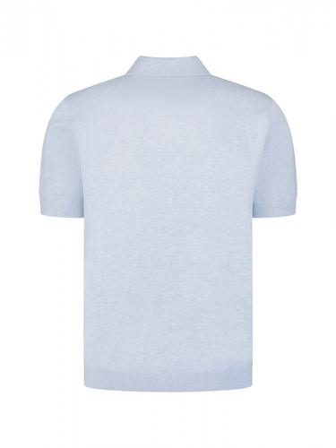 Pullover Short Sleeve V-Polo Melange L Regular Fit - Blue