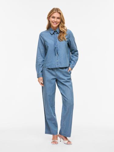VICONGA L/S BOW DENIM SHIRT 36 Normal geschnitten - Light Blue Denim