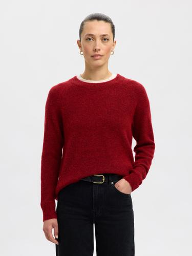 SLFLULU LS KNIT O-NECK NOOS XS Normal geschnitten - Equestrian Red
