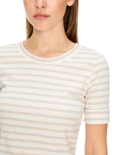 Ringel-T-Shirt aus Baumwoll-Ripp Weiß 40