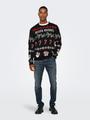 ONSXMAS REG 5 ALLOVER CREW KNIT S Normal geschnitten - Black