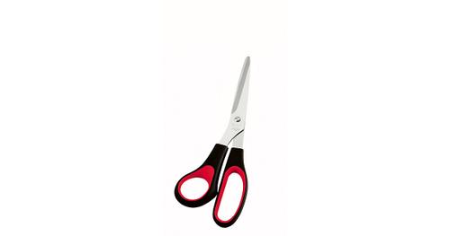 Linkshänder-Universalschere Edelstahl rund schwarz-rot 21 cm