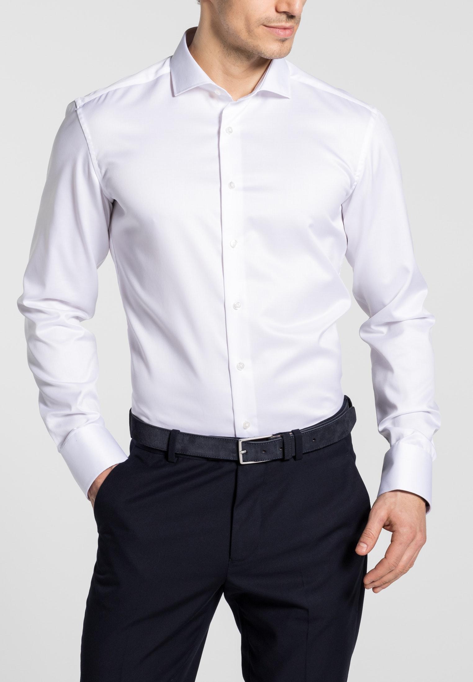 Luxury Shirt Twill Langarm 43/Langarm - 67cm SLIM FIT - Weiß