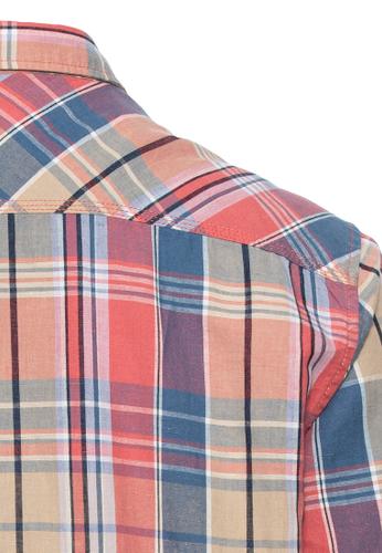 Karohemd aus Leinenmix M Regular Fit - Faded Red