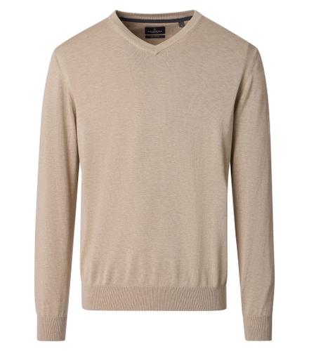 Pullover mit V-Ausschnitt uni 004430 L - Beige