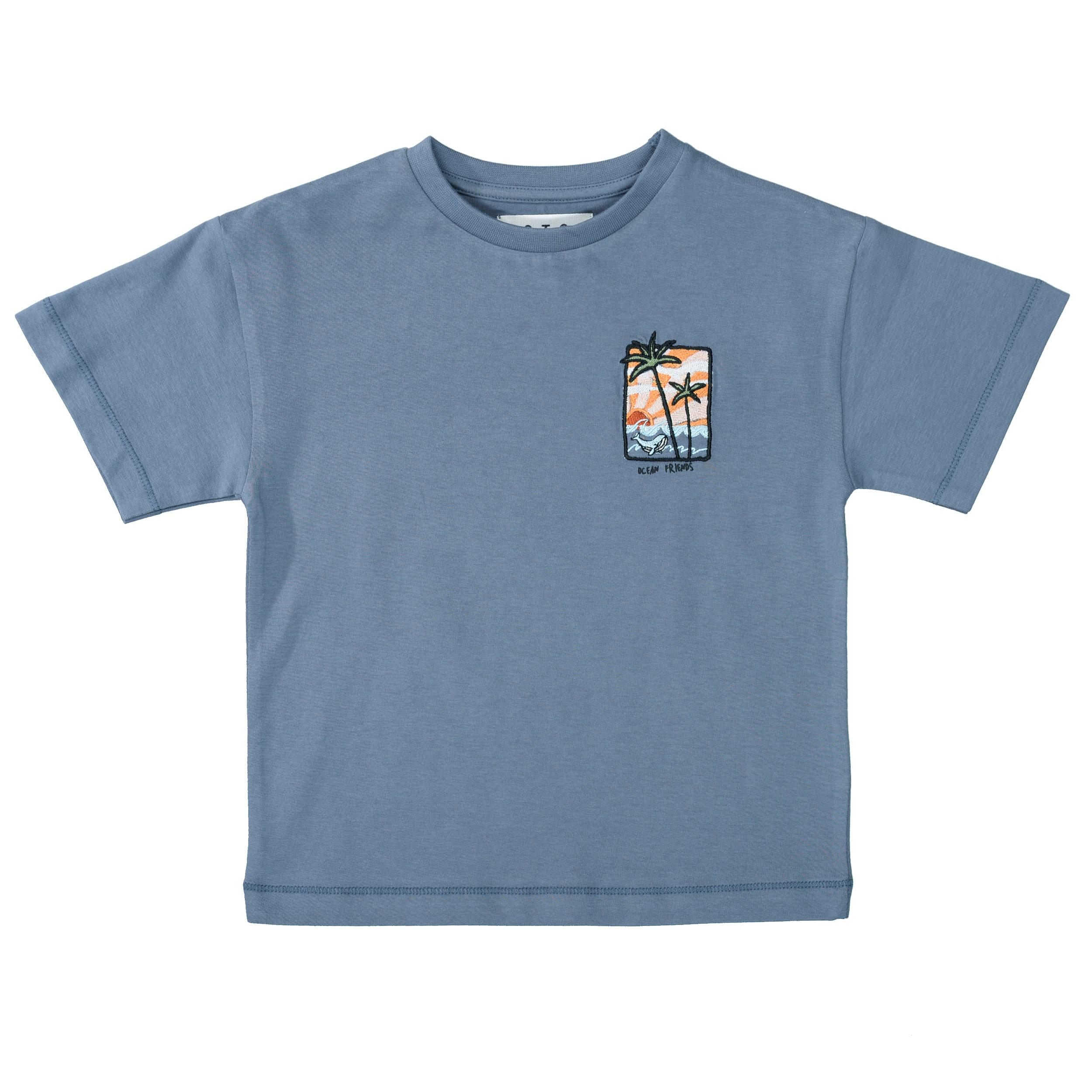 Kn.-T-Shirt, oversized 92/98 - Steel Blue
