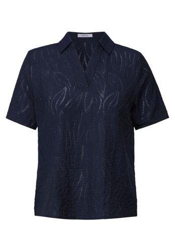 Blusenshirt mit Struktur - Dunkelblau / M