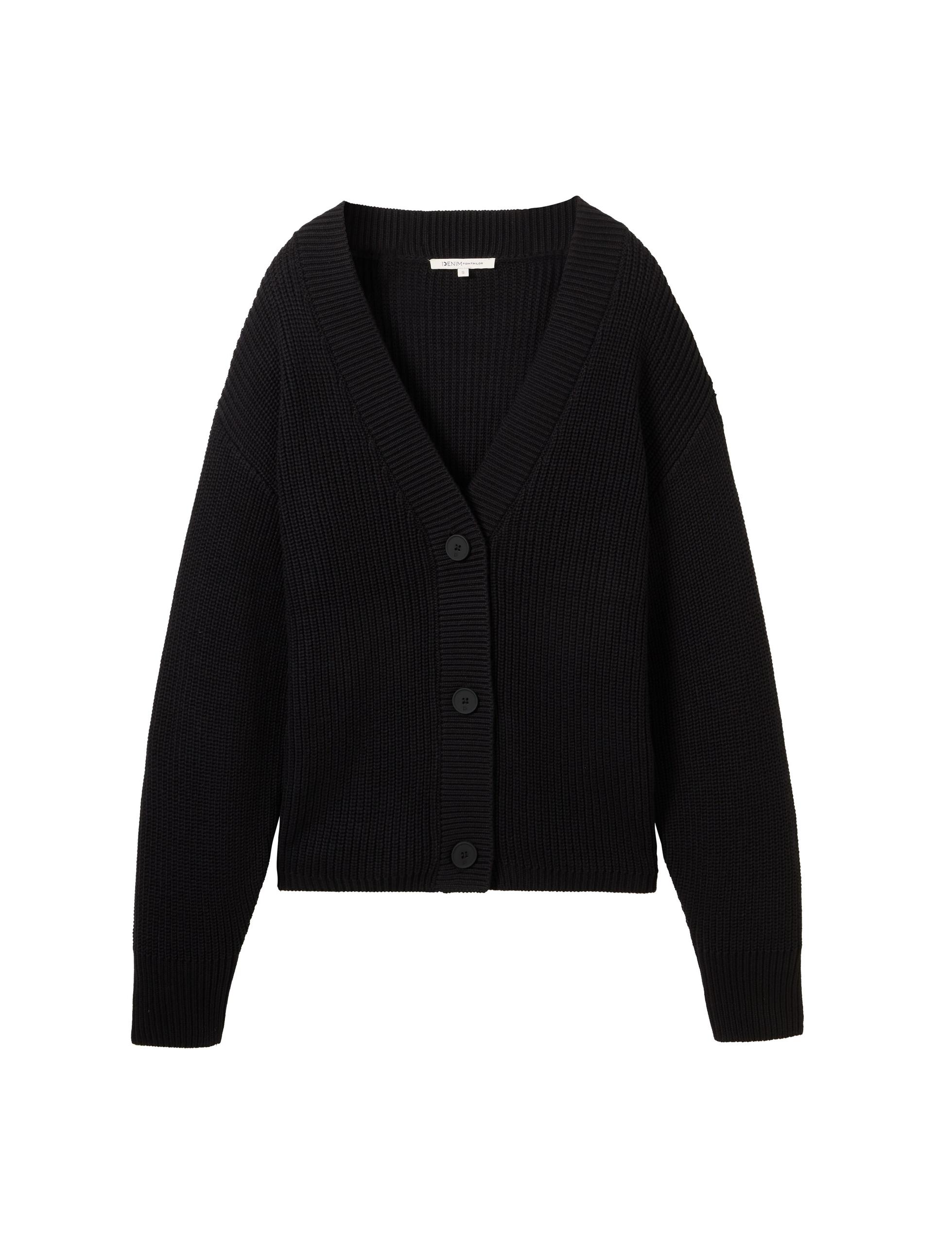 Cardigan mit V-Ausschnitt XL Regular Fit - Deep Black