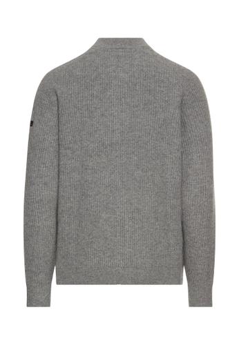 Strickjacke aus reiner Lammwolle XXL Regular Fit - Grey Melange