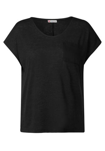 Leinen-Look T-Shirt 36 - Black
