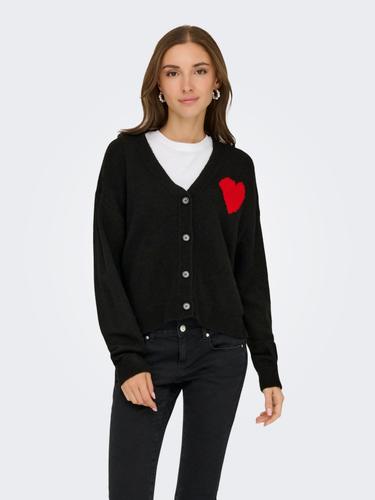 JDYVITTORIA L/S HEART CARDIGAN KNT S Knit Fit - Black