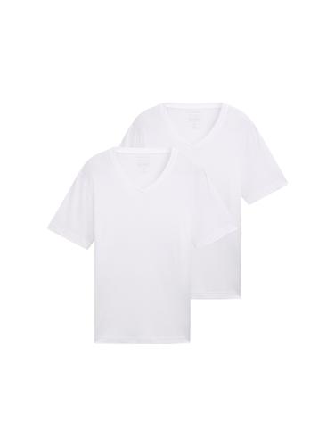 Basic T-Shirt im 2er-Pack mit V-Ausschnitt XXL Regular Fit - White