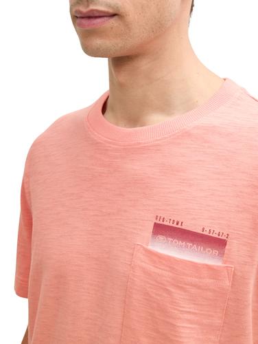 T-Shirt mit Brusttasche XL Regular Fit - Hazy Coral Rose