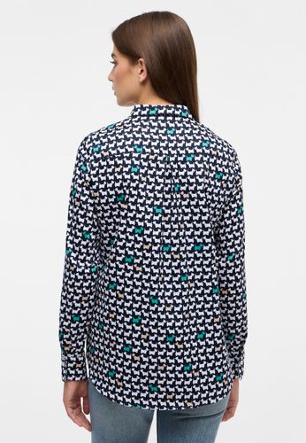 Bluse Satingewebe Langarm 36/Langarm REGULAR FIT - Navy/grün
