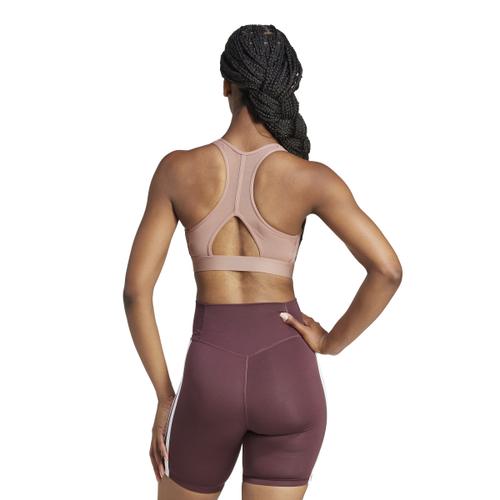 ADIDAS Damen BH Powerreact Train Medium-Support 3-Streifen M/CD in Braun