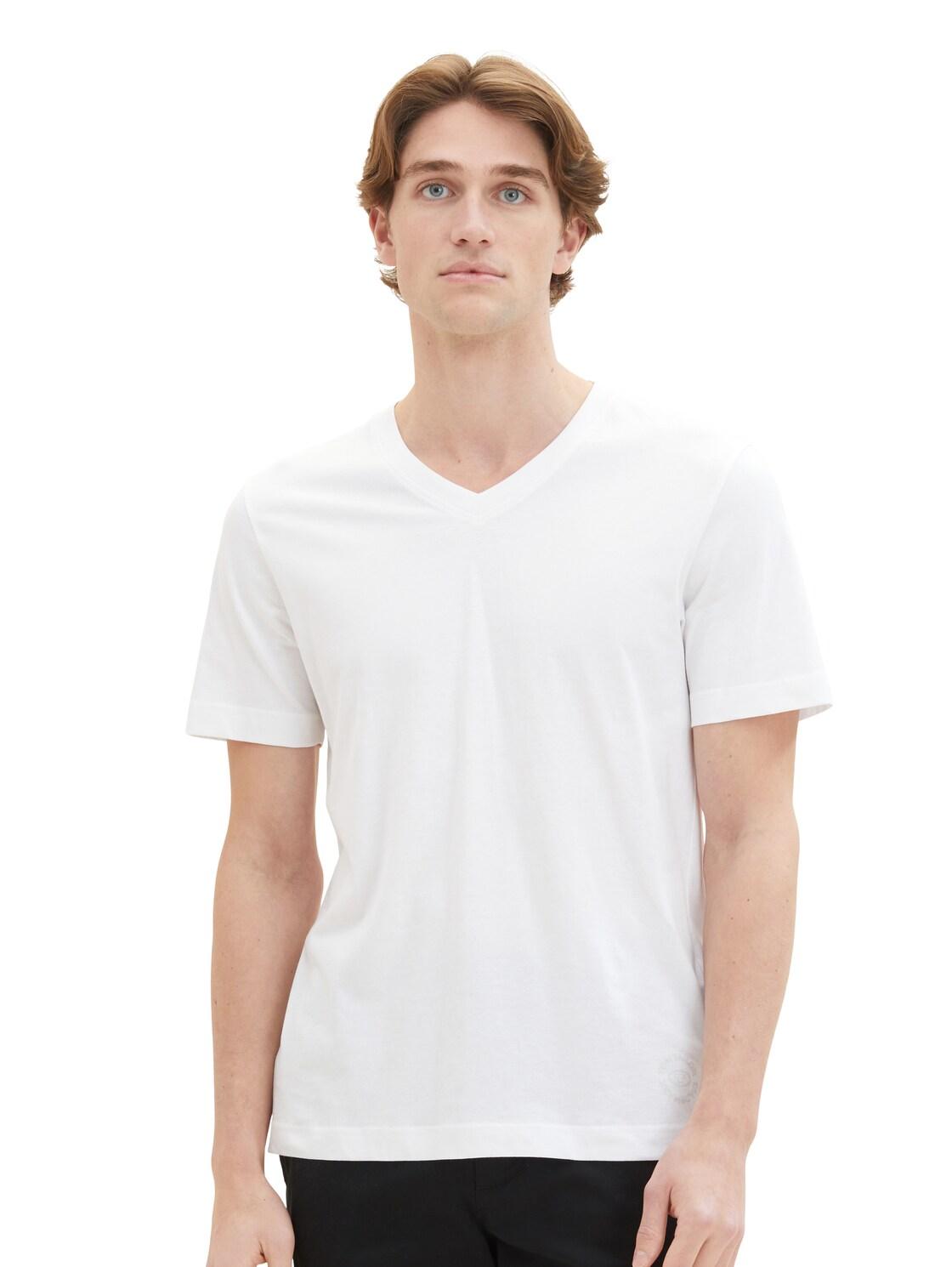 Basic T-Shirt im 2er-Pack mit V-Ausschnitt M Regular Fit - White