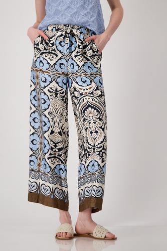 Wide-Leg-Hose mit Ornamentmuster 38 - Schwarz Gemustert