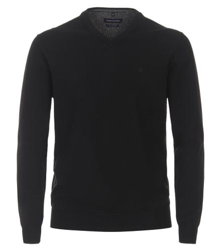 Pullover mit V-Ausschnitt uni 004430 3XL - Schwarz