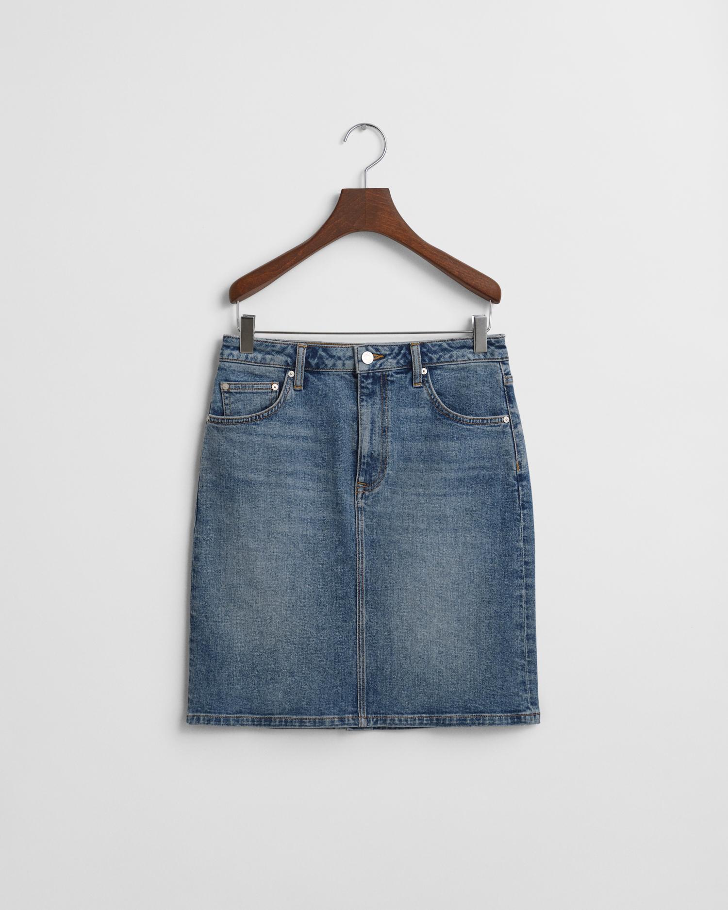 Kurzer Jeansrock 36 - Mid Blue Broken In