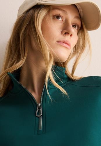 T-Shirt mit Troyer-Kragen XXL - Petrol Green