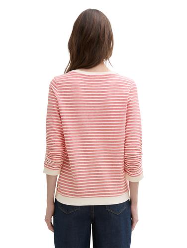 Sweatshirt mit Streifenmuster L Slim Fit - Red White Structure Stripe