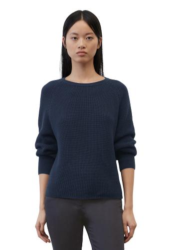Rundhalspullover loose Blau M