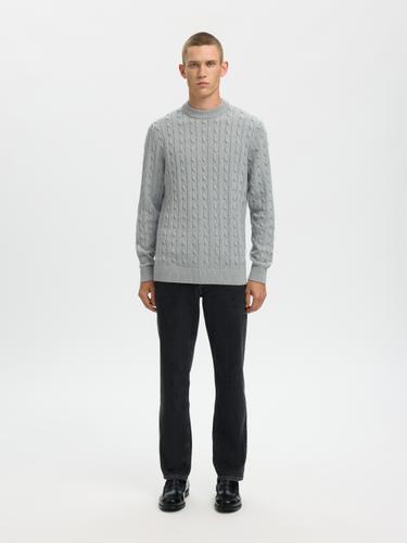 SLHRYAN STRUCTURE CREW NECK M Normal geschnitten - Medium Grey Melange