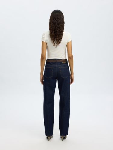 SLFSTRAIGHT BEA-KORI MW JEANS NOOS 25/32 Gerade geschnitten - Dark Blue Denim