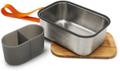 black+blum Lunchbox, Edelstahl, Silikon, Bambus, (4-tlg), 1250 ml, Deckel kann auch als Servierbrett verwendet werden, inklusive Silikonteiler mit 2 Fächern